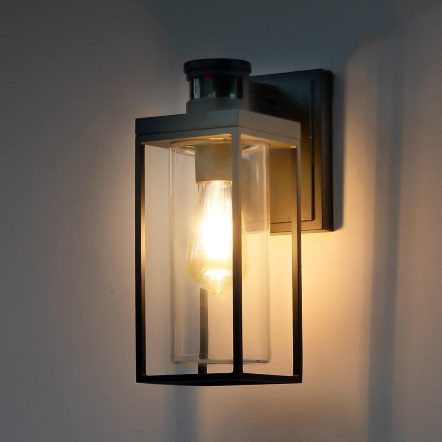 Modern Outdoor Wall Mount Light Coach Light With Motion Sensor & Dust to Dawn Sensor, E26 Socket for Dimmable Light Bulbs